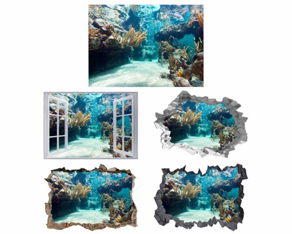 Underwater Life Wall Sticker - Peel and Stick Removable Wall Art - Printable Ocean Wall Art - Perfect for Bedroom and Living Room Wall Decoration