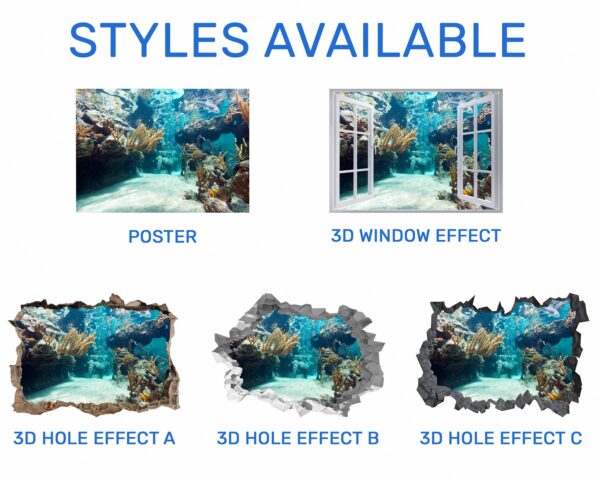 Underwater Life Wall Sticker - Peel and Stick Removable Wall Art - Printable Ocean Wall Art - Perfect for Bedroom and Living Room Wall Decoration