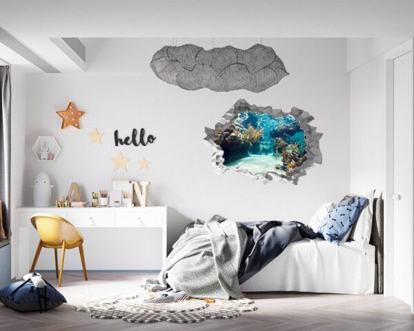 Underwater Life Wall Sticker - Peel and Stick Removable Wall Art - Printable Ocean Wall Art - Perfect for Bedroom and Living Room Wall Decoration