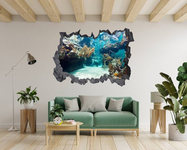 Underwater Life Wall Sticker - Peel and Stick Removable Wall Art - Printable Ocean Wall Art - Perfect for Bedroom and Living Room Wall Decoration