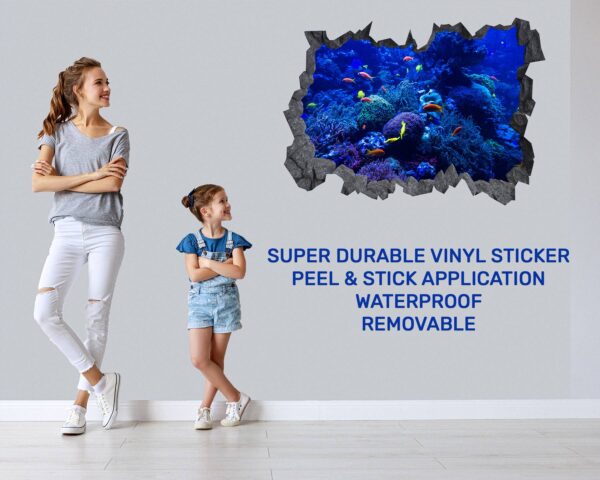 Coral Reef Wall Art - Printable Wall Art - Bedroom Wall Decoration - Vibrant Design - Self-Adhesive Vinyl Sticker