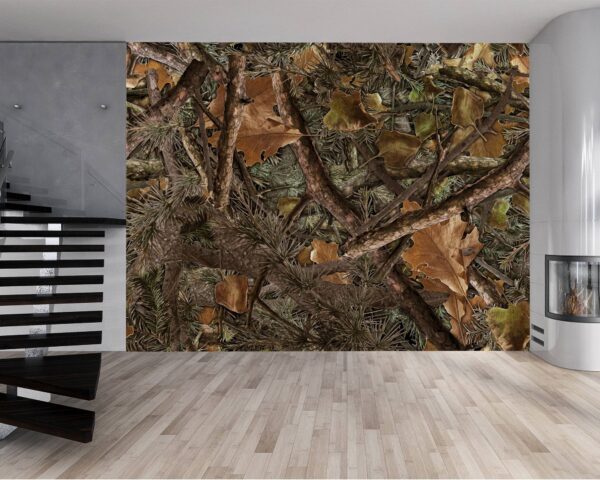 Rolled-up waterproof forest camouflage living room wallpaper.