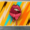 UV Print Pop Art Mouth Wallpaper in Living Room