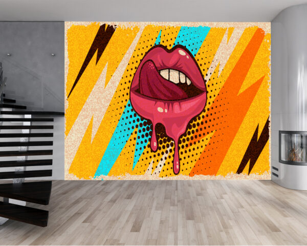 Bold Pop Art Mouth Design Wall Mural for Modern Wall Décor