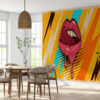 Living Room Mural with Vivid Pop Art Elements