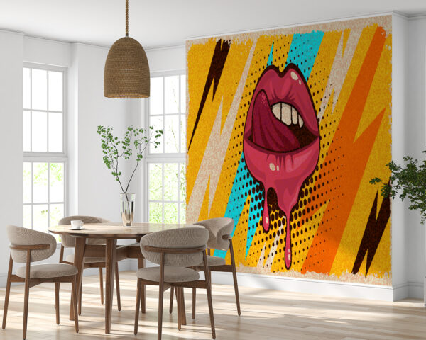 Living Room Mural with Vivid Pop Art Elements