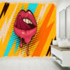 Wall Mural with Pop Art Mouth Design for Living Room or Office