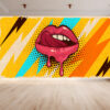 UV Print Pop Art Mouth Wallpaper for Creative Wall Art Décor