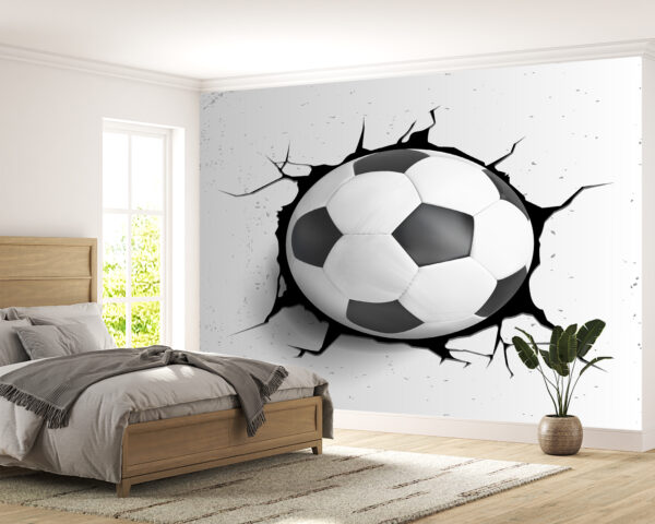 Ball Falling Out of the Wall Wallpaper Photo Wall Mural Close-Up