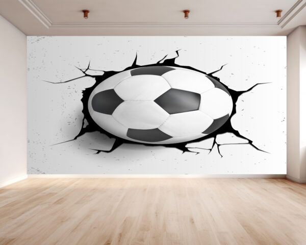 UV Print 3D Ball Falling Out of the Wall Wallpaper in Living Room