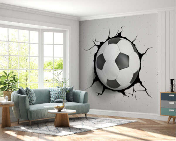 Detailed View of Ball Falling Out of the Wall Mural