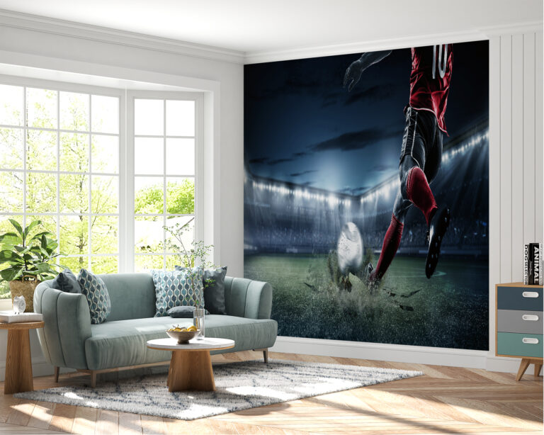 UV Print Sports Action Player Wallpaper for Sports-Themed Wall Décor