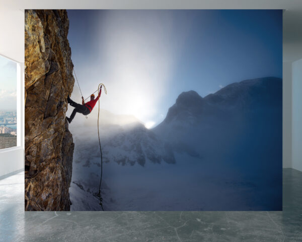 Detailed View of Climbing Scene in Mountain Wall Mural