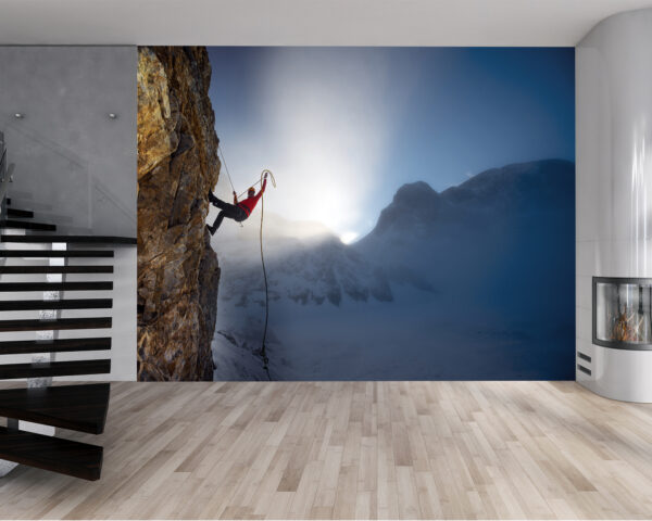 Wall Mural with Mountain Climbing Scene for Office or Gym