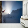 Bedroom Mural with Climber Scaling Rugged Mountains