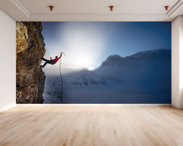 Self-Adhesive Mountain Climbing Wallpaper in Living Room