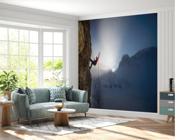 Peel & Stick Mountain Climber Design Wall Mural with Textured Finish