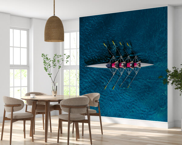 Wall Mural with Rowing and Water Scene for Office or Sports Room