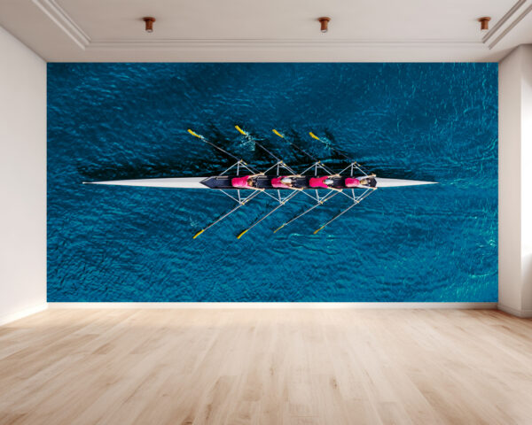 Rowing Theme Bird's-Eye View Wall Mural Wallpaper Close-Up