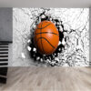 Peel & Stick Basketball Cracked Wall Design Wall Mural with Textured Finish