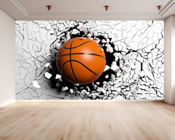 Self-Adhesive Basketball Cracked Wall Wallpaper for Large Wall Art Décor