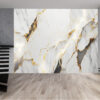 Peel & Stick White Marble Design Wall Mural with Textured Finish