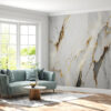 Detailed View of White Marble Veining in Wall Mural