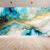 Wall Mural with Light Blue & White Marble Design for Office or Living Room