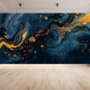 Dark Blue & Yellow Marble Self Adhesive Wallpaper Close-Up View