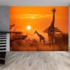 Detailed View of Giraffe and Sunset Vinyl Wallpaper