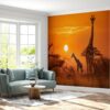 Giraffe Safari Sunset Peel and Stick Wallpaper Close-Up