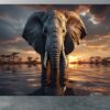 Vinyl Elephant Design Wallpaper with Water and Nature Patterns