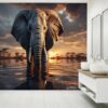 Removable Wildlife Design with Elephants for Living Rooms