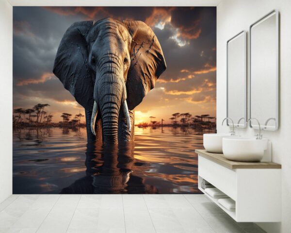 Removable Wildlife Design with Elephants for Living Rooms