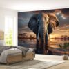 Detailed View of Elephant and Water Vinyl Wallpaper