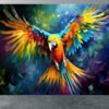 Colorful Flying Parrot Peel and Stick Wallpaper Close-Up