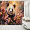 Panda Paint Art Peel and Stick Wallpaper Close-Up