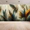 Feather Abstract Nature Pattern Peel and Stick Wallpaper Close-Up