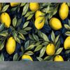 Bedroom Mural with Vibrant Lemons and Green Leaves