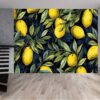 Vinyl Lemon and Leaf Design Wallpaper for Bedroom Wall