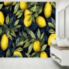 Lemon Fruit Pattern Peel and Stick Wallpaper Close-Up