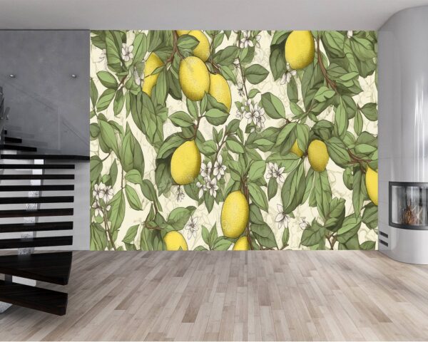 Vinyl Painted Citrus Design Wallpaper for Wall Décor