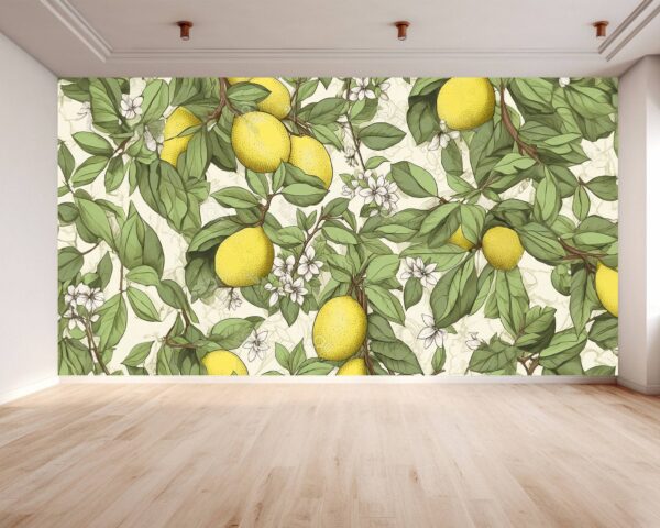 Detailed View of Painted Citrus Vinyl Wallpaper