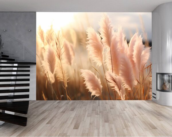 Vinyl Cortaderia Grass Design Wallpaper for Wall Décor