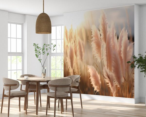 Removable Dry Grass Meadow Wallpaper in Living Room