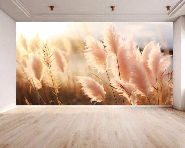 Detailed View of Cortaderia and Dry Grass Vinyl Wallpaper