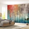 Removable Floral Tree Design Wallpaper for Living Rooms