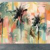 Bedroom Mural with Lush Tropical Palm Leaves