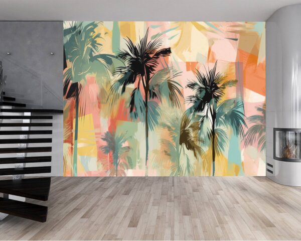 Vinyl Palm Leaf Design Wallpaper for Bedroom Wall Décor