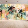 Detailed View of Tropical Palm Leaf Vinyl Wallpaper